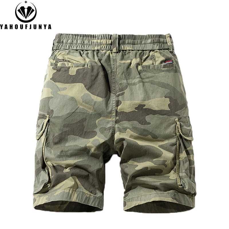 New Men Summer Outdoor Leisure Camouflage Comfortable Shorts Men Elastic Waist Loose Straight High-Quality Design Shorts Male M260318