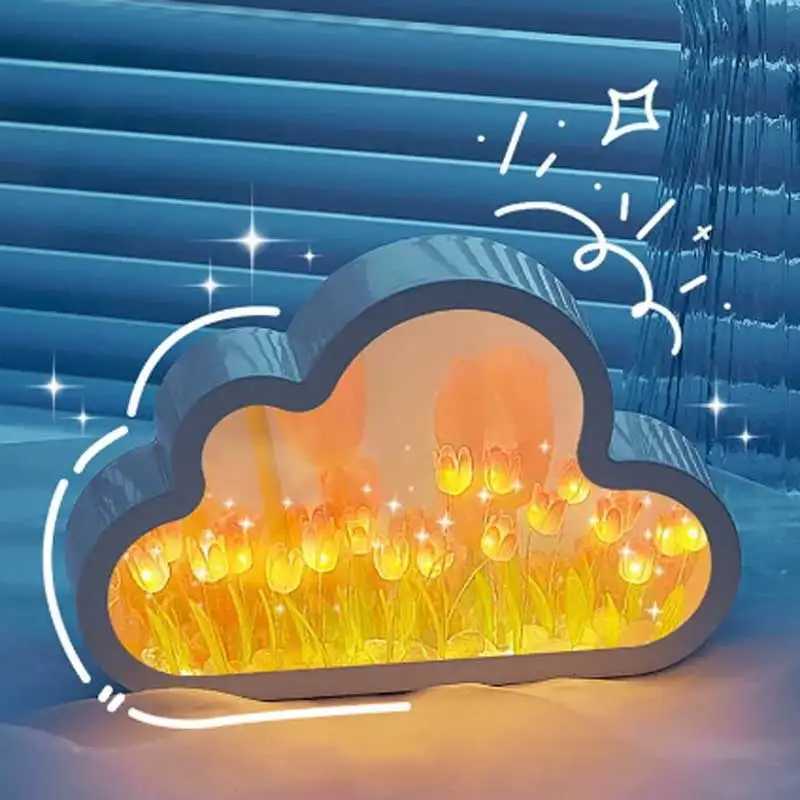 Handmade DIY Tulip Sea Luminous Ambient Light Ornament Creative Gift Valentines Day Gift Home Decoration 20 Flowers H260318