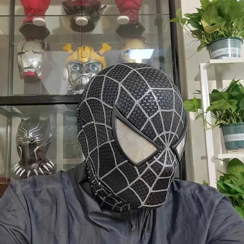 Disney Spiderman Marvel 1/1 3D Spider-Man Tobey Mask Halloween Cosplay Faceshell Detachable Lenses Costumes Superhero Collection Models