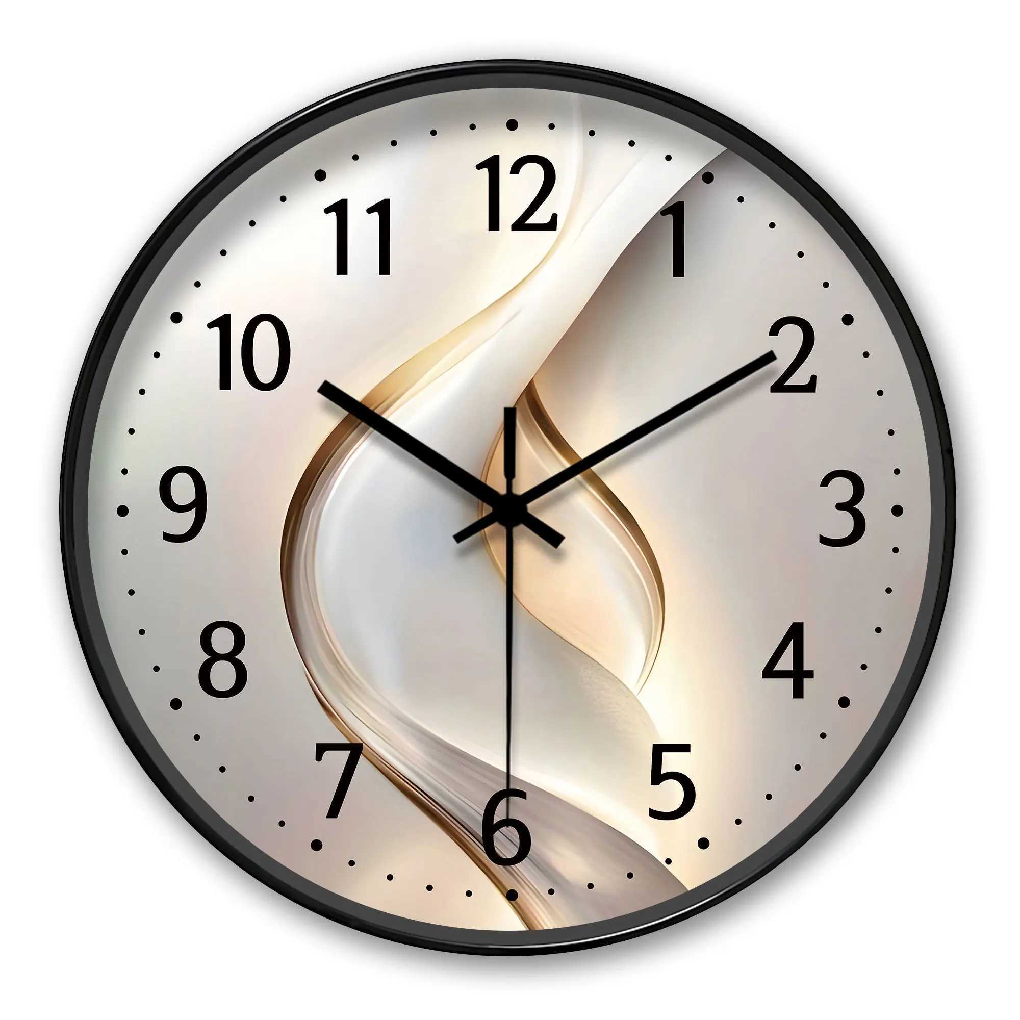 Round Minimalist Modern Wall Clock Light - toned Streamline Decor Batteries Not Included 10-16 Inches D260318