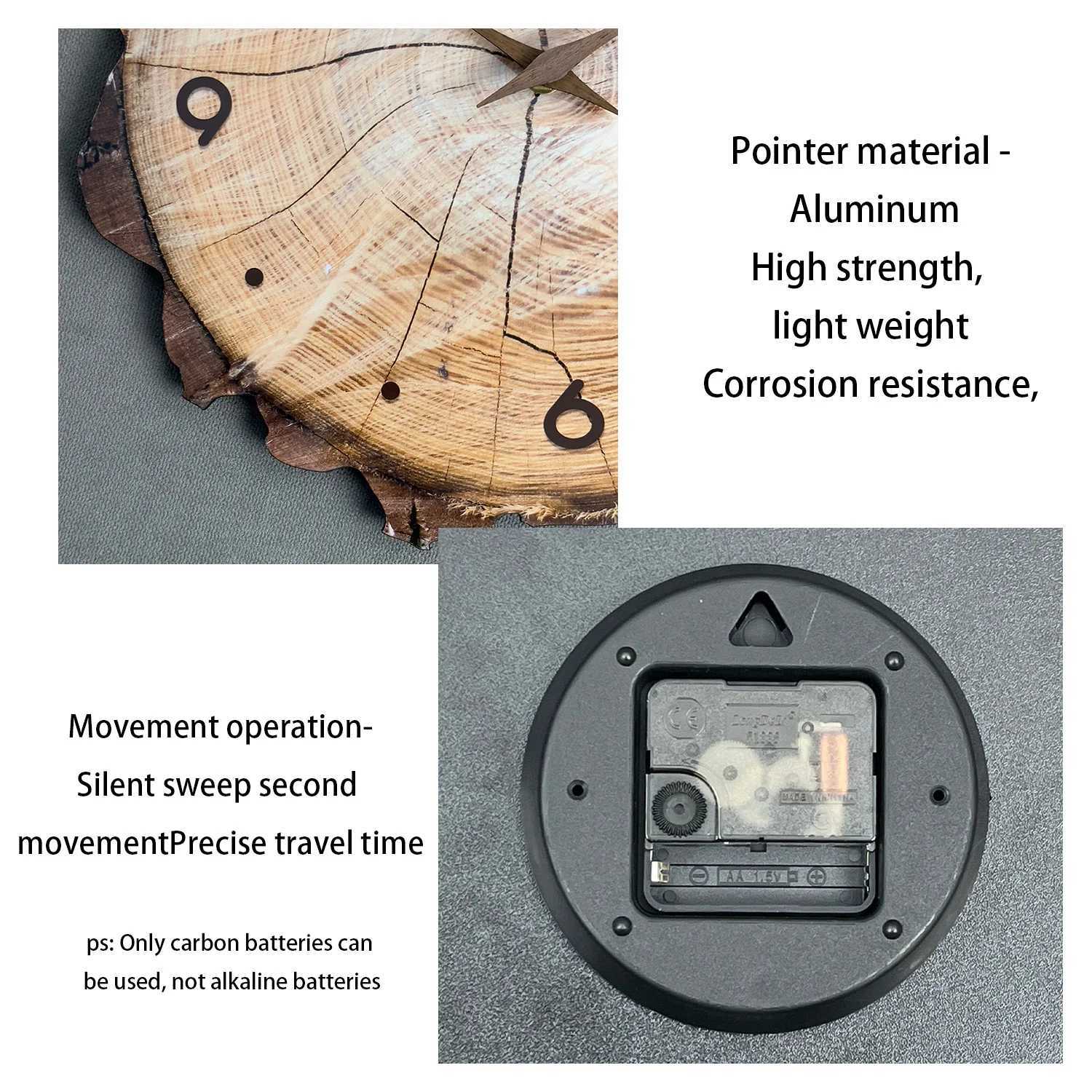 Imitation Wood Ring Pattern Wooden Wall Clock Living Room Bedroom Kitchen Home Decoration Wall Clock Silent Quartz Clock Holiday Gift 12 Inches D26031