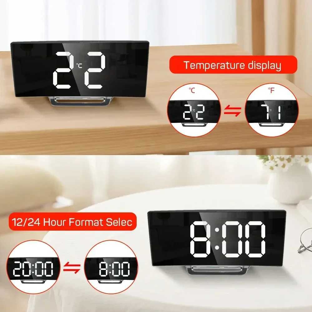 Latest Digital Clock LED Alarm Clock Bedroom Electronic Desktop Clock With Temperature Display Adjustable Brightness 12/24 Hours D260318