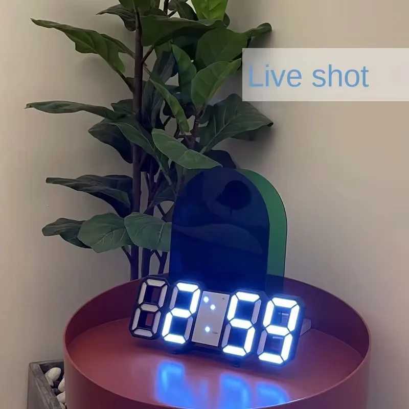 Table 3D LED Digital Alarm Clock Wall Clock Time/Date/Temperature for Home Kitchen Offices Clock Decoration Garden Clocks D260318