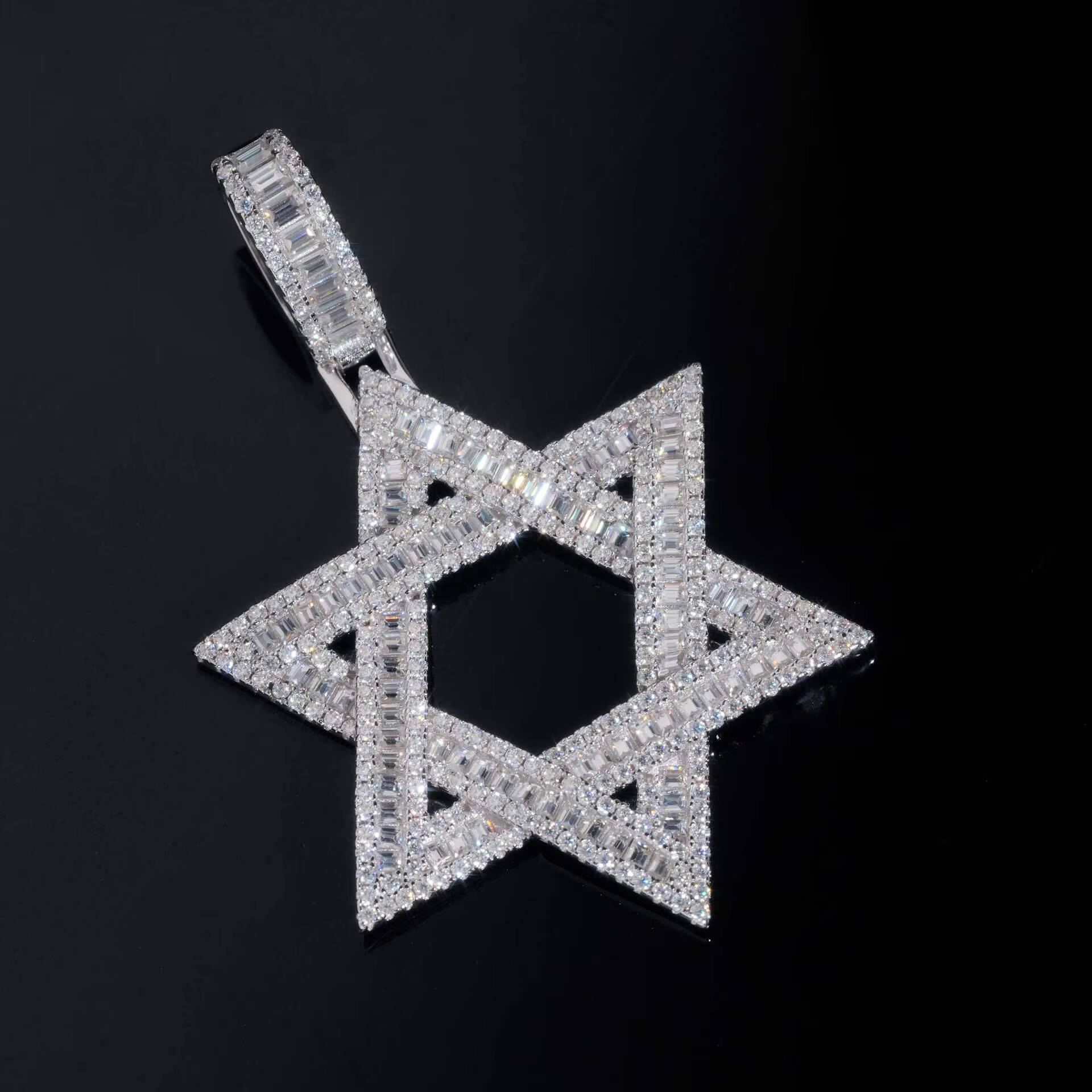 Wholesale Hip Hop 925 Sterling Silver Star Shape Design Iced Out VVS Moissanite Diamond Charm Pendant Fine Jewelry for Man