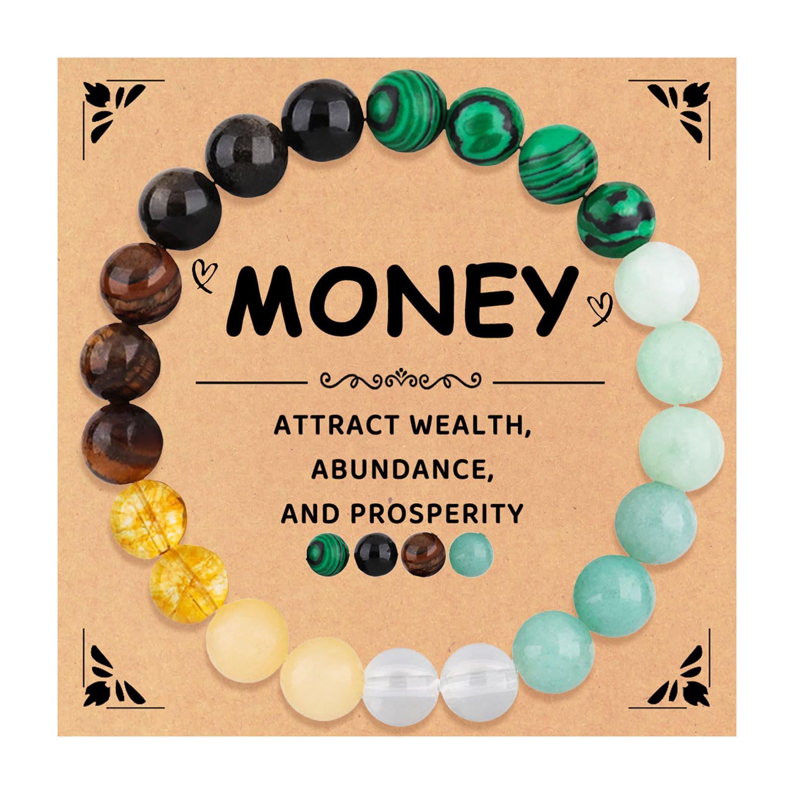 Natural Stone Crystal Beaded Elastic Cord Motivational Gift 8mm Mixed Color Chalcedony Yoga Bracelet
