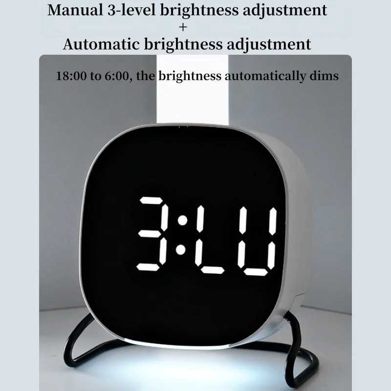 LED Alarm Clock Voice Control Digital Clock Night Light Temperature Week Date Display Brightness Adjustment Timer Clock 12/24H D260318