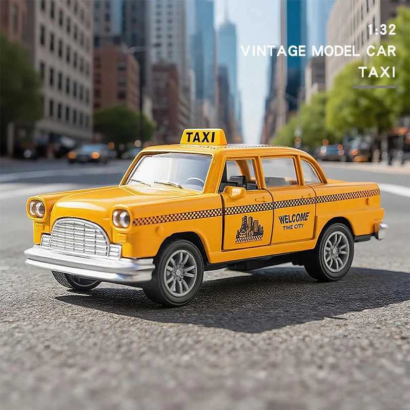 1/32 Retro Taxi Model Car Alloy Miniature Toy Car Diecast Vehicle Collection Baby Toys For Kids Childrens Day Gift Y260316