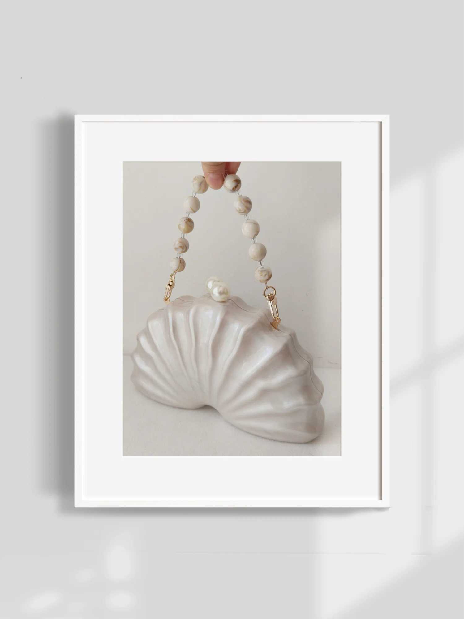 Original Shell Half Room Acrylic Beaded Bag Box Clutches Party Evening Purse Women Shoulder Travel Beach Mini Summer HandbagsZ260317