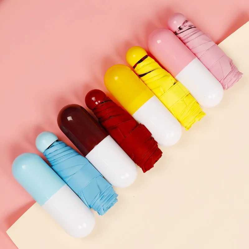 1Pc Mini Folding Umbrella Lovely Capsule Shape Umbrella Rain Sun Parasol Anti UV Small Pocket Umbrellas for Women Children H260318 - view 4