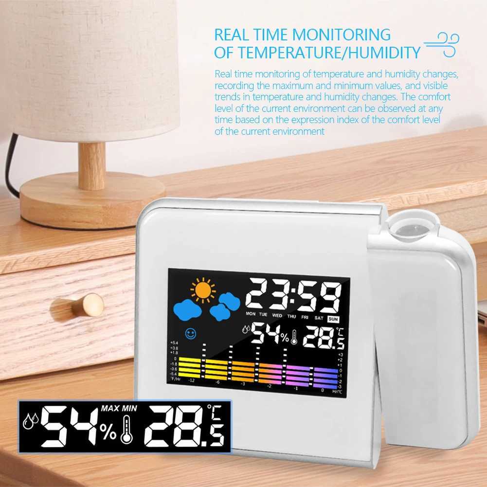 Projection Clock Digital LED Projector with Night Backlight Smart Alarm Clock for Home Bedroom Desk Table Thermometer Hygrometer D260318