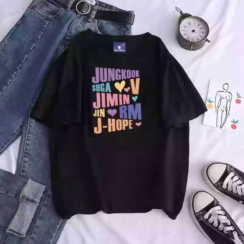 Kpop Printed Mens And Womens T Shirt Jungkook Jimin V J-Hope Rm Jin Short-Sleeved Casual Fashion Top Quality T-ShirtT260317