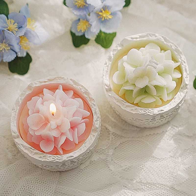 Hydrangea Flower Shaped Soy Wax Scented Candle Luxury Romantic Cute Home Decor Aromatherapy Gift for Romantic Settings D260318