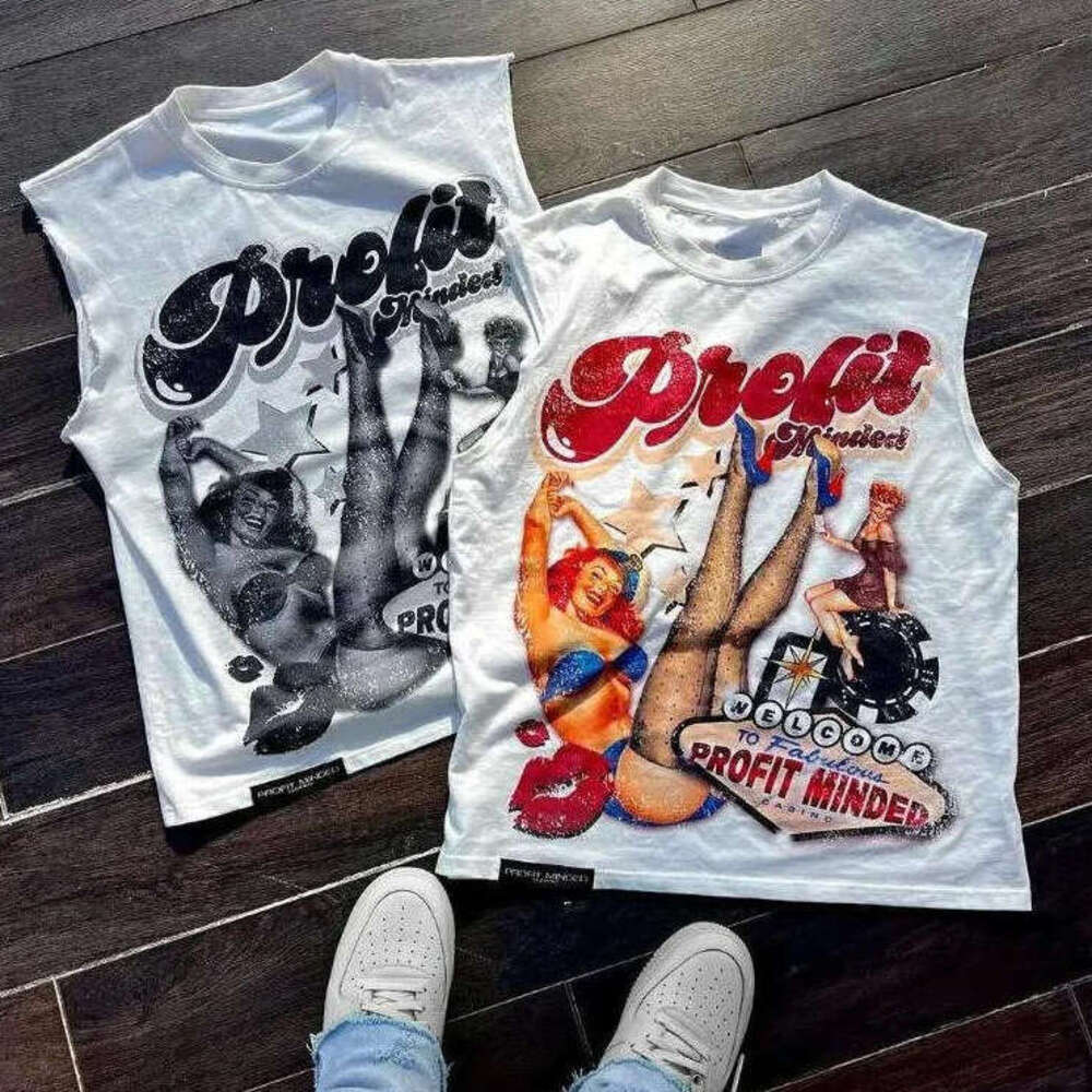 Men's T-Shirts Summer Tees Polos Hip Hop Fashion Casual White Tee Short Sleeved Sleeveless Shirt Punk Loose Women Trend Tops Aesthetic Men's