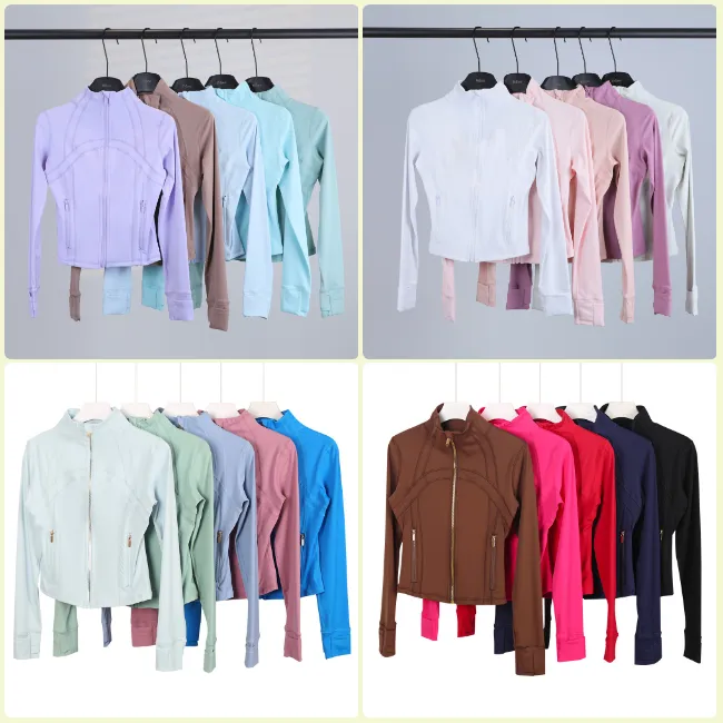 2026 Designer Yoga Zip-Up Jacket cropped Stand Collar Jacket Fitness Workout Top Gym Clothes Jacket Quick Dry Activear Top Solid Zip Top Solid ZYoga