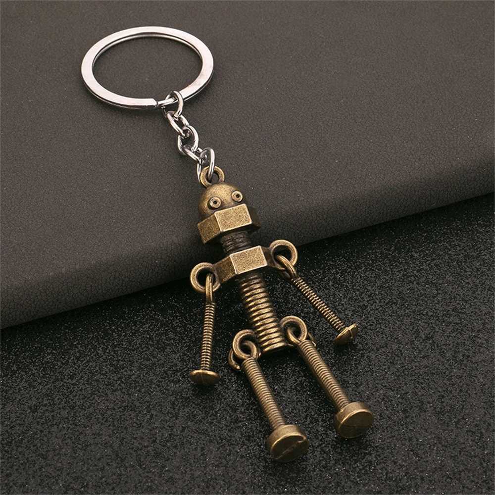 Creative Screw Robot Keychains Vintage Movable Metal Robot Key Rings for Women Men Car Backpack Phone Pendant Accessories Gifts H260318 - view 4