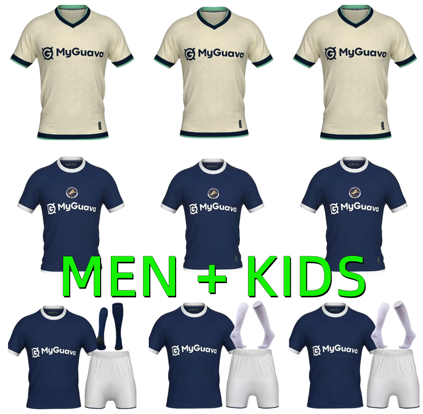 25 26 Millwall Soccer Jerseys The Lions London 2025 2026 Lee Gregory Ryan Tunnicliffe Tom Elliott Aiden O'Brien George Saville Home Away Football Shirts Men kids kit