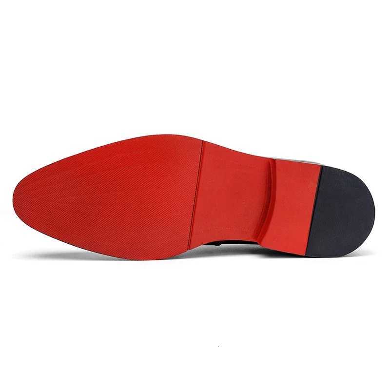 Red Sole Loafers Men Shoes PU Solid Color Fashion Business Casual Party Daily Versatile Simple Lightweight Classic Dress ShoesZ260317