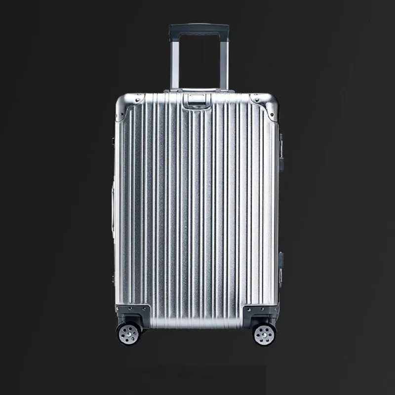 100 Aluminum-Magnesium Alloy Suitcases 20/24/26/29 Inch Lightweight Spinner Luggage TSA Lock Durable Travel Bag H260316