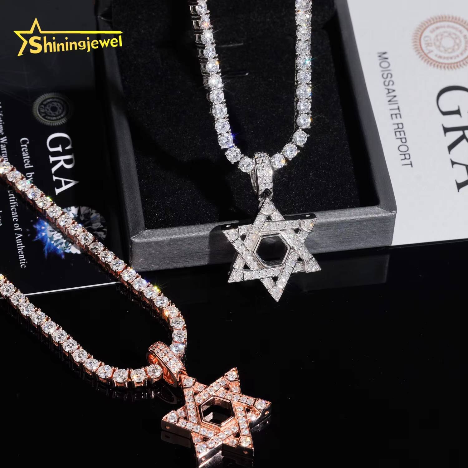 Hip Hop Jewelry Charm Pendants 925 Sterling Silver Star Shape Moissanite Pendant High Quality Custom VVS Moissanite Pendant Men