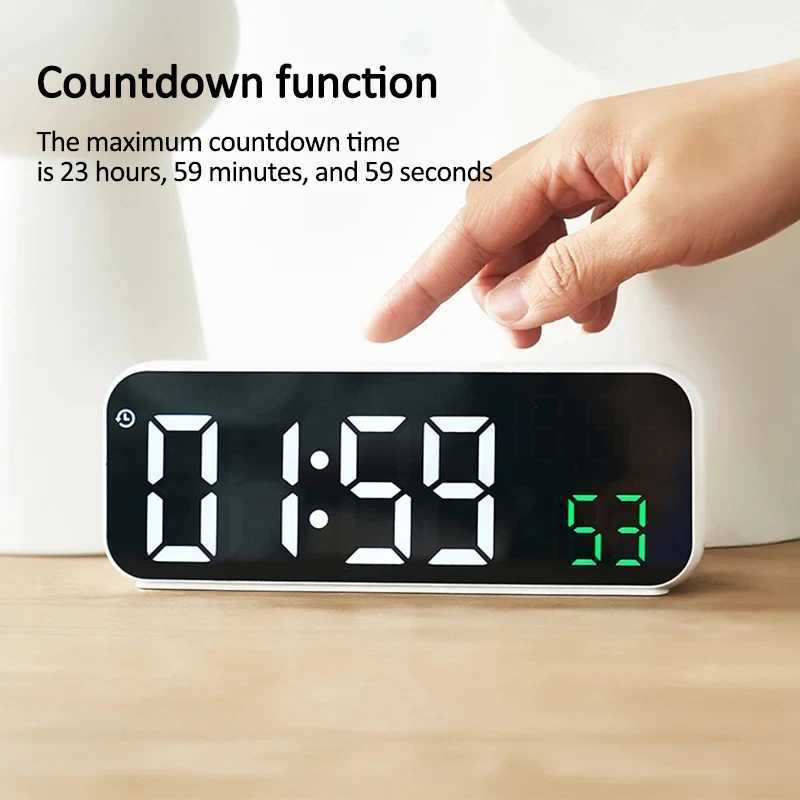 LED Digital Clock Temperature Date Week Display Desktop Clock 3 level Brightness Adjustment Voice Control Countdown Alarm Clock D260318