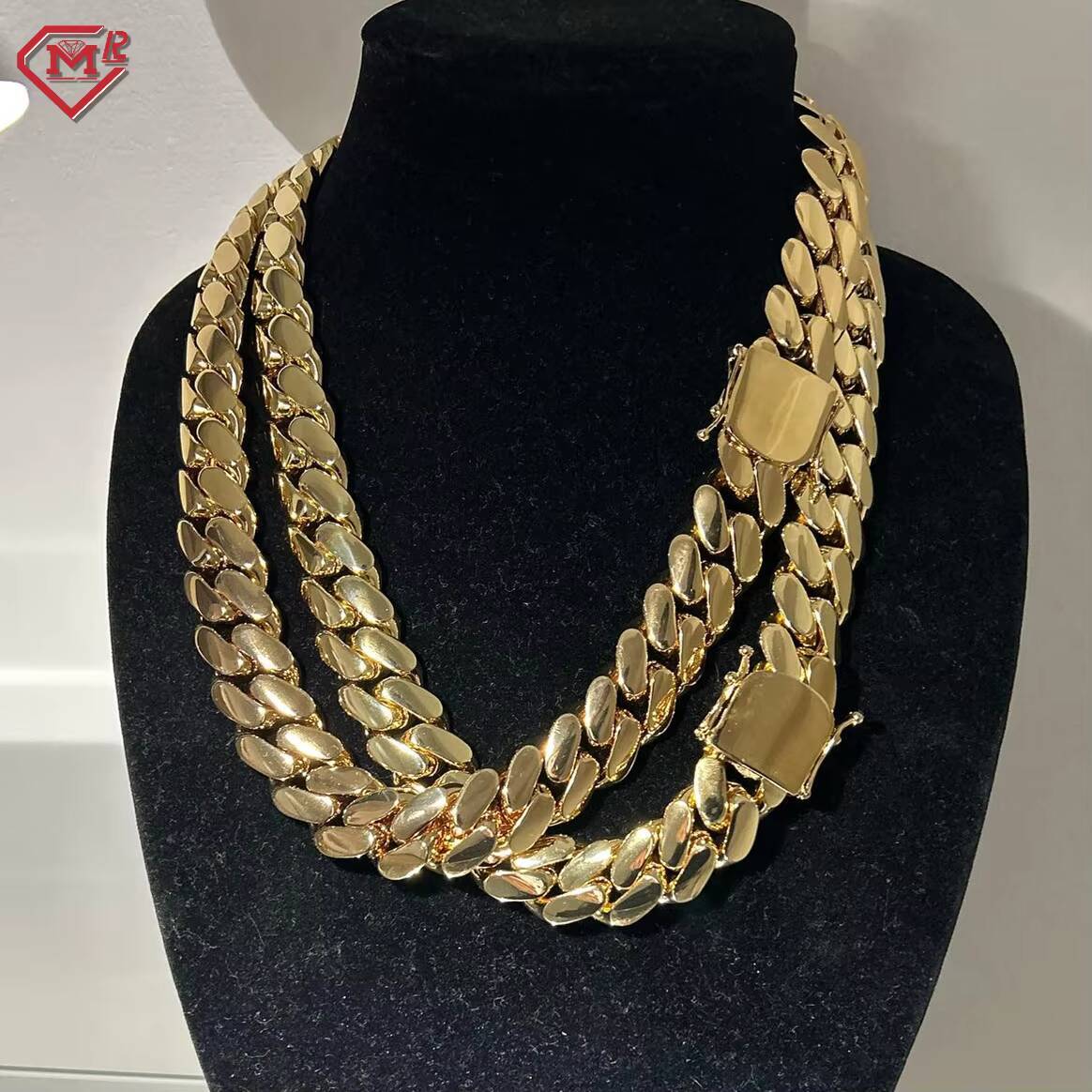 20mm Cuban Chain 10k Real Gold Hollow Custom Moissanite Clasp Plain Miami Hip Hop Cuban Link Chain