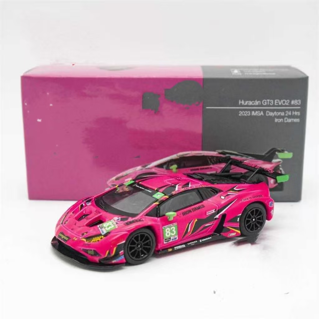 Plane MINI GT slot car 1 64 Huracin Gt3 Evo2 #83 Lron Dames 2026 Daytona 24 Hrs LHD Diecast Model Car Car Track