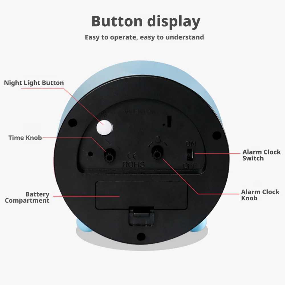 11CM Early Education Desktop Alarm Clock Metal Frame Student Wake Up Clock Silent Movement Bedroom Study Alarm Clock Home Decor D260318