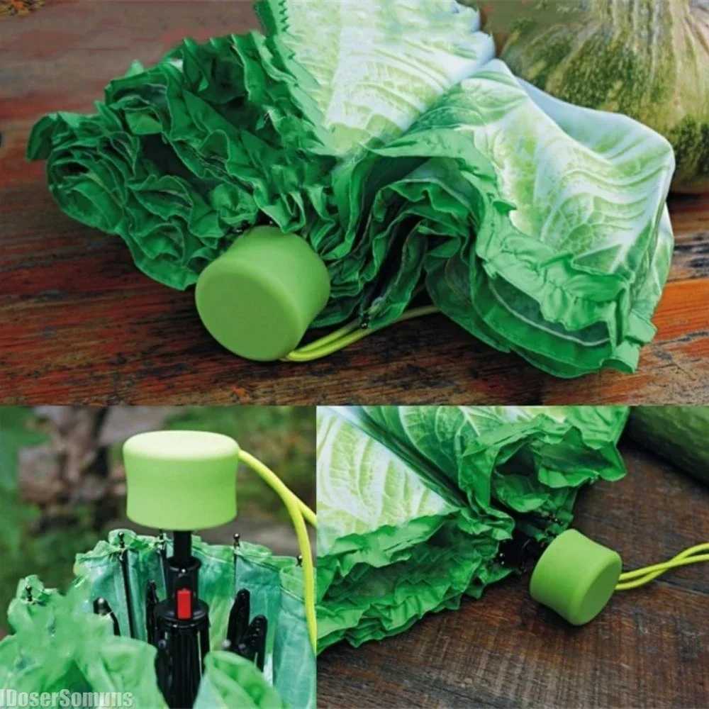 Creative Cabbage Umbrella UV Protection Beach Funny Vegetable Umbrella Parasol Gifts Lettuce Folding Rainy and Sunny Umbrellas H260318