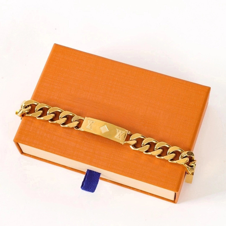 Fashion Classic Luxury Designer Leather Bracelet Titanium Steel Cuban Chain Bamboo Bracelet Men and Women Hip Hop Letter Bracelet Festival Gift