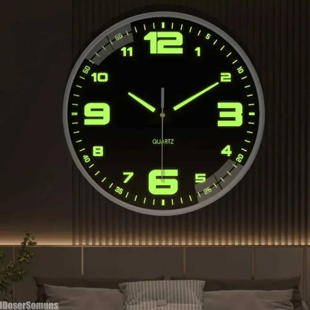 Modern Design Clock Luminous Dial Wall Clock Operated Desktop Kitchen Hanging Luminous Silent Digital Clock Living Room Bedroom D260318