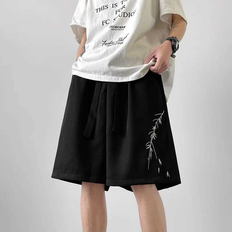 Embroidery Casual Shorts Men Sports pants Summer Basic Simple Loose Hip Hop Streetwear Chinese style Leisure Shorts White/Black M260318