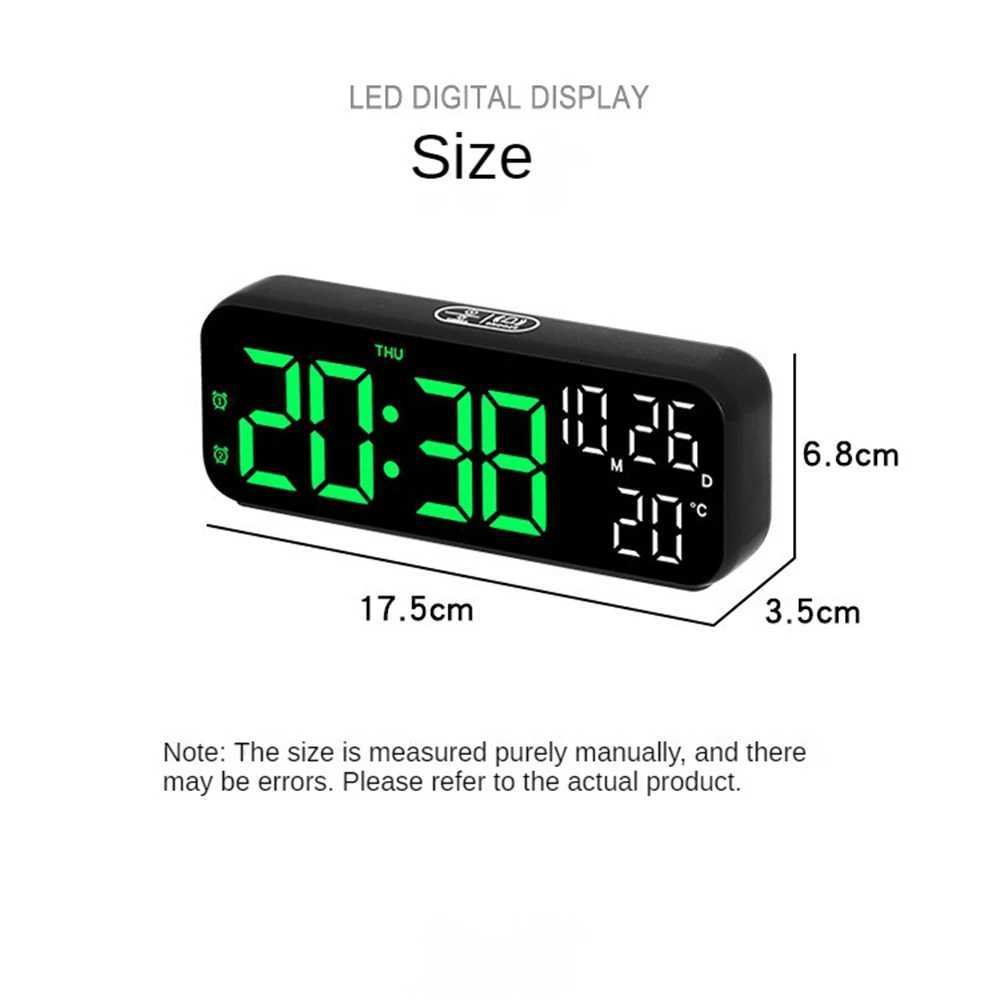 Digital Alarm Clock Temperature and Date Week Display Night Mode Table Clock Voice Control 12/24H Electronic LED Alarm Clocks D260318