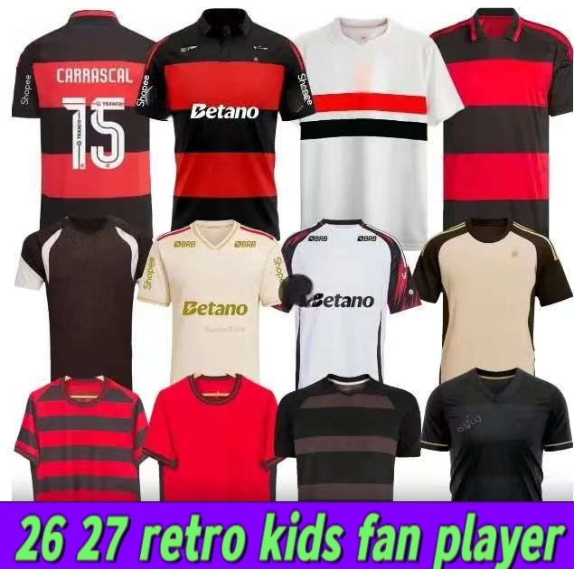 26 27 Flamengo GABI Mens Soccer Jerseys 2027 L. ORTIZ L. ARAUJO PEDRO Home Away 3rd Training Wear Black Commemorative Limited Edition 2026 Football Shirts kids kit