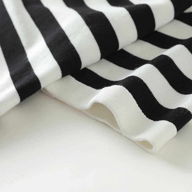 Summer New Short-sleeved Women O-Neck Slim 100 Cotton Striped Pullover Vest T-shirt Knitted Base Casual Comfortable SweaterT260317