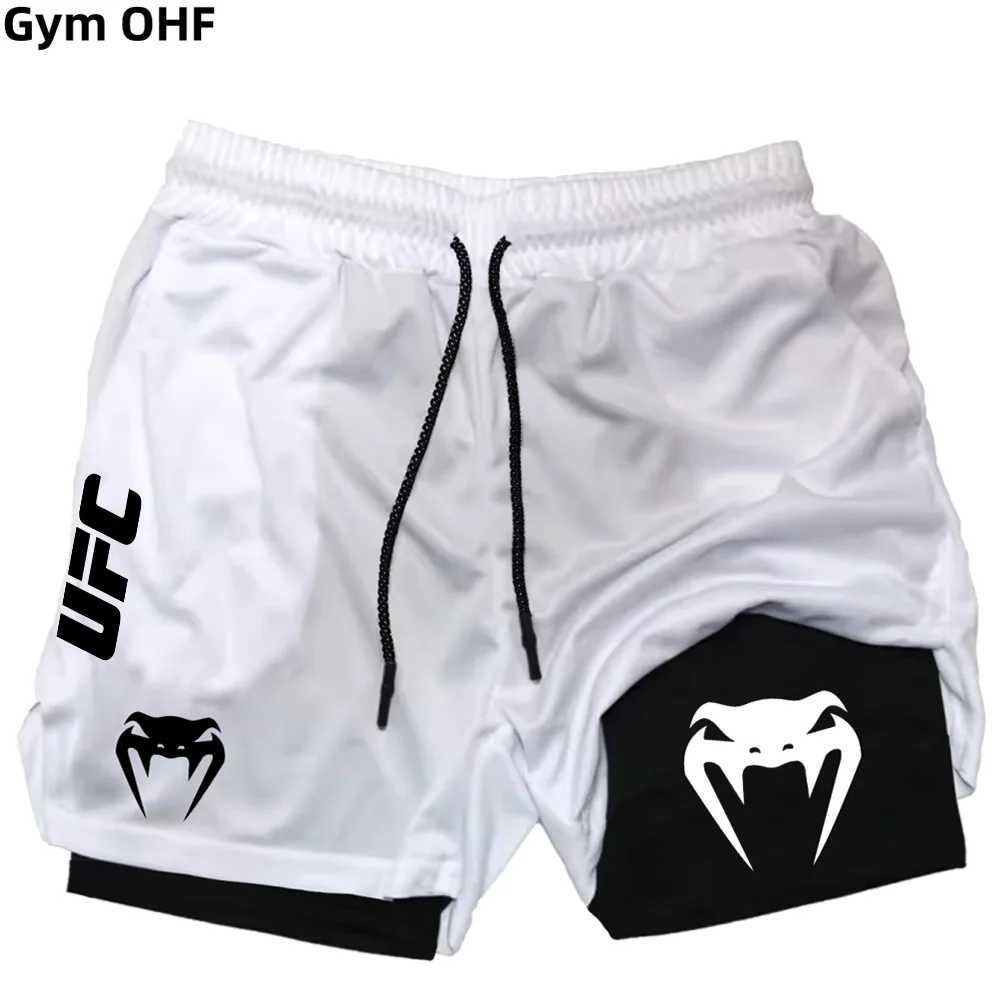 UFC Summer Mens Sports Shorts Breathable Tennis Training Pants Mixed Martial Arts Print Quick-Drying Outdoor Running Double- M260318
