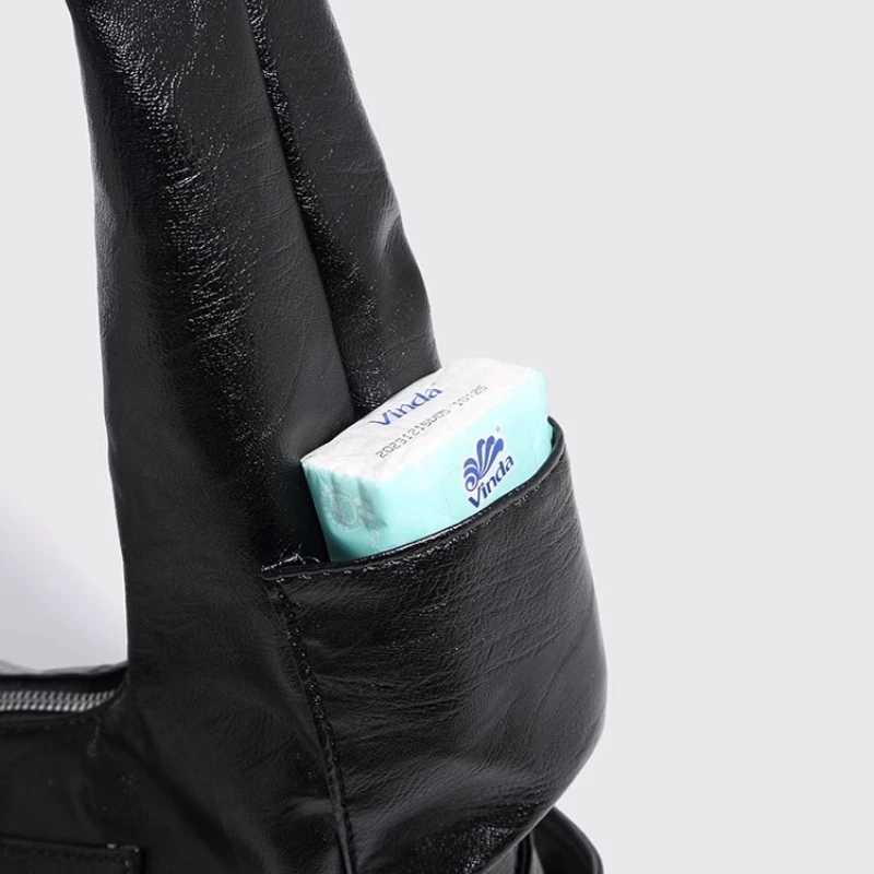 Belt Buckle Women Luxury Designer Handbag and Purses PU Rivet Multiple Pockets Y2K Large Capacity Shoulder Bags Big TotesZ260317