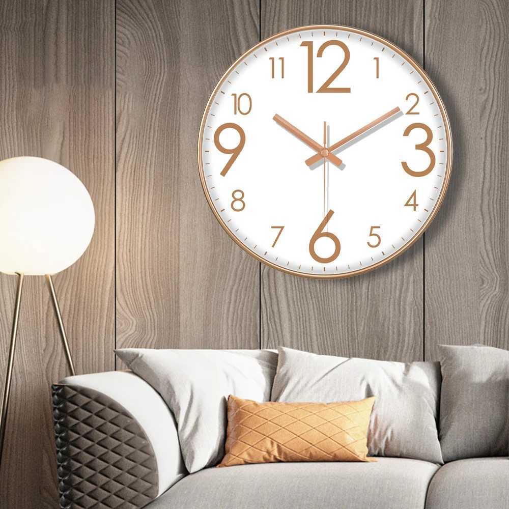 12 Inch Simple Quartz Wall Clock With Large Numbers Easy To Read Clock Modern Silent Non Ticking Wall Mounted Home Decoration D260318