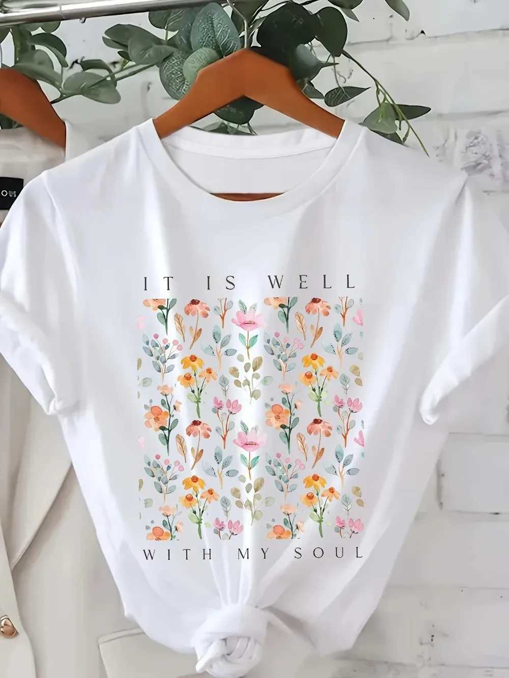 Simple Printed T-shirt Various Printed Womens Tops Summer Casual Comfortable T-shirt Womens TopsT260317