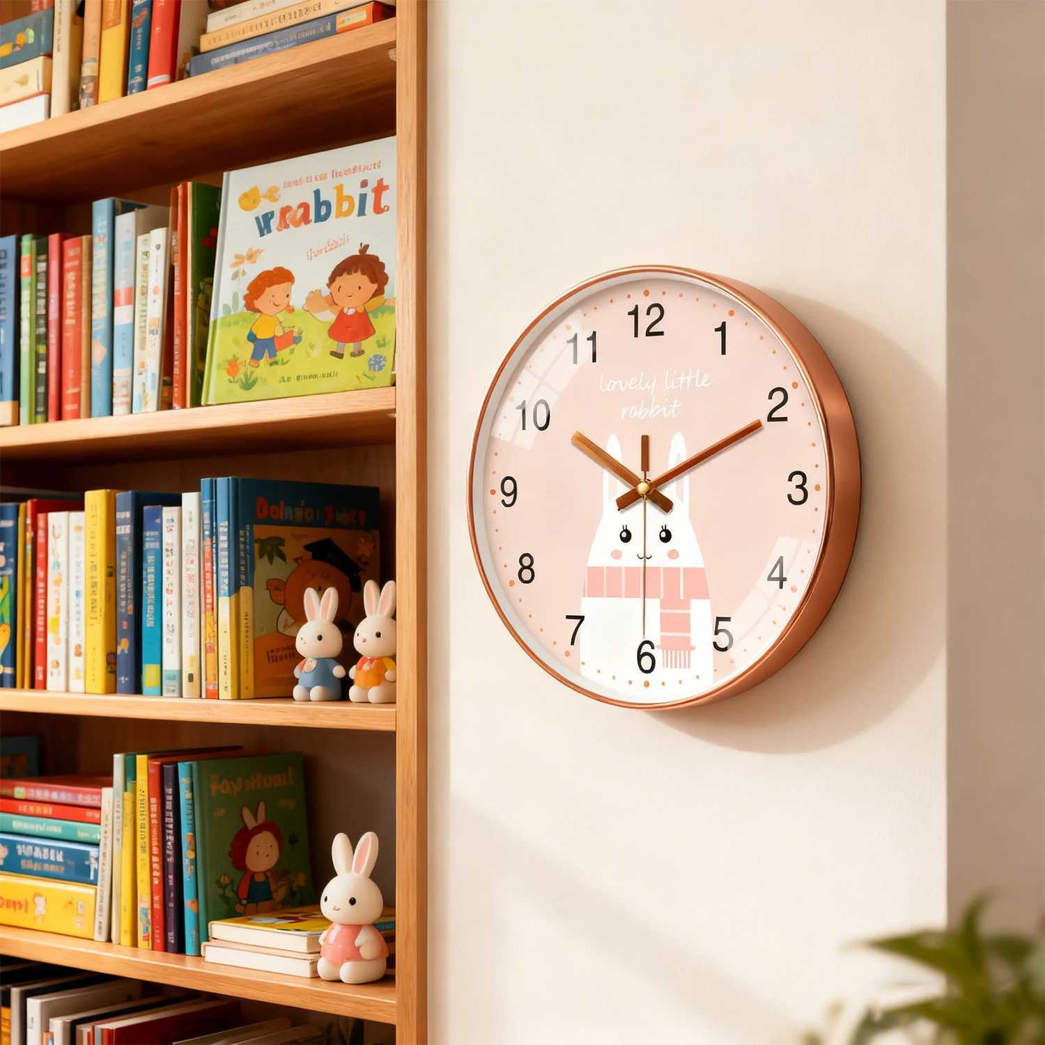 Cartoon Wall Clock Cute Animal Design Silent Quartz Movement Childrens Study Rooms Bedroom Interior Decoration 8 10 12 Inch D260318