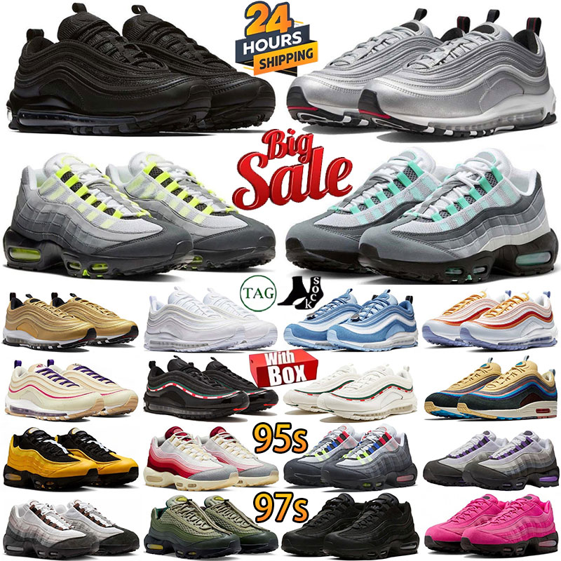 With box Designer shoes 95s Mens Women Running Shoes 97s Triple White Black Royal Blue Next Nature Aegean Storm Sequoia Pink Beam Neon Olive Outdoor Sneakers