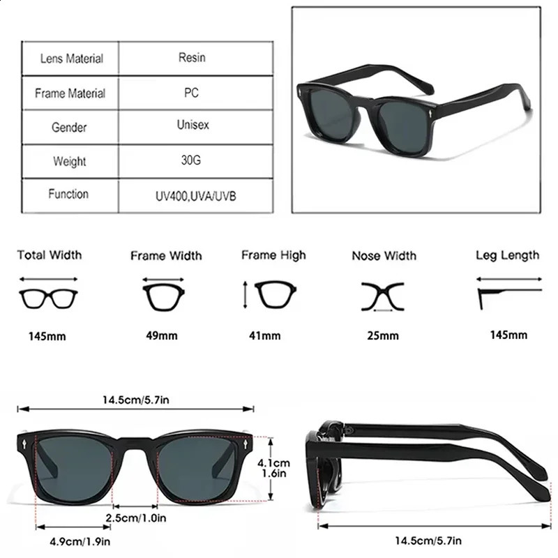 JNPCXI Retro Rivets Square Sunglasse Fashion Gradient Shades UV400 Men Green Black Sun Glasses 260316