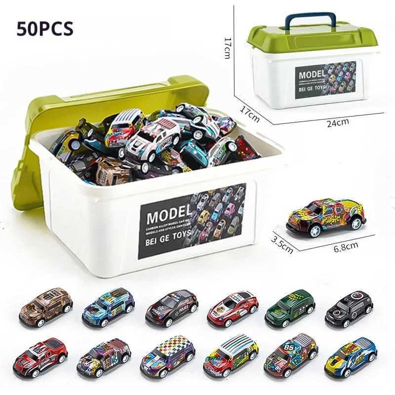 30PCS 50PCS Mini Alloy Car Model Set with Storage Box Diecast Cars Toys for Boys Sliding Inertia Vehicle Children Toy Kit Gifts Y260316