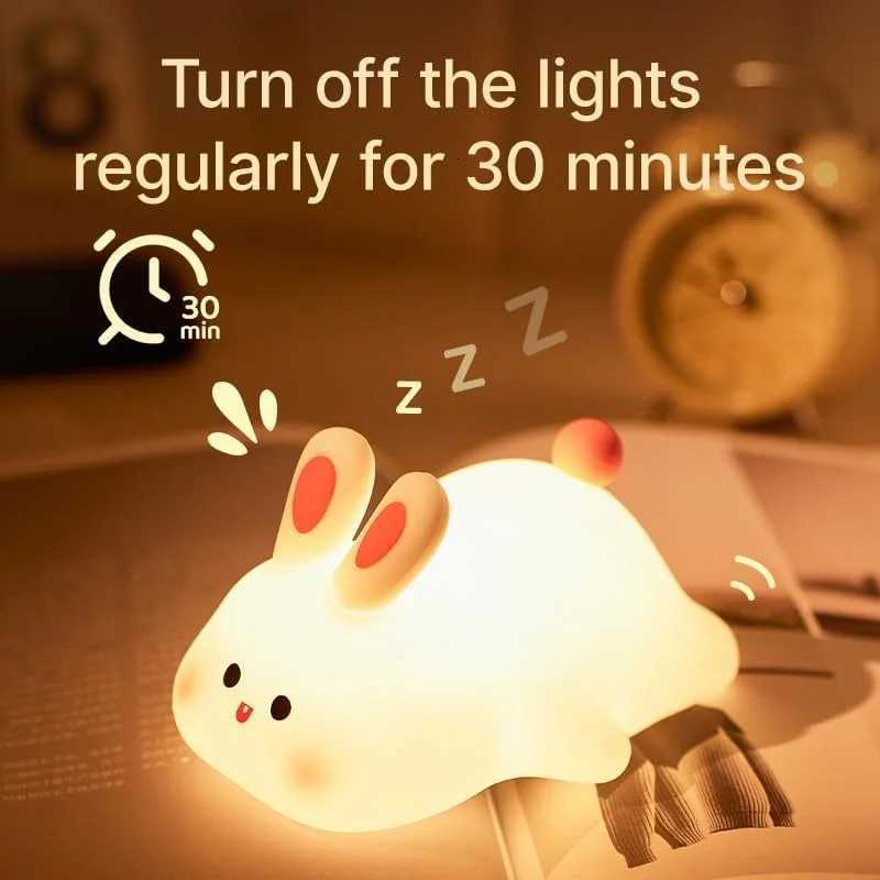 New LED Touch USB Rechargeable Silicone Rabbit Night Light Indoor Atmosphere Light Suitable for Childrens Toys Christmas Gifts H260318