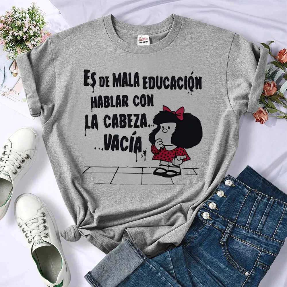 Mafalda tshirt women designer graphic manga Tee girl harajuku comic streetwear clothesT260317