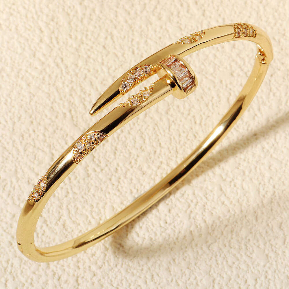 Bracelet Hot Selling Buckle Nail Bracelet Exquisite Copper Micro Inlaid Zircon Bracelet High-end Design Open Bracelet Bracelet Bracelet Bracelet Homme - view 7