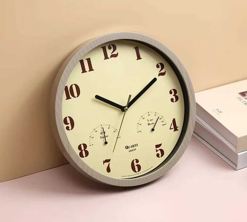 Wall clock simple and stylish living room thermometer clock D260318