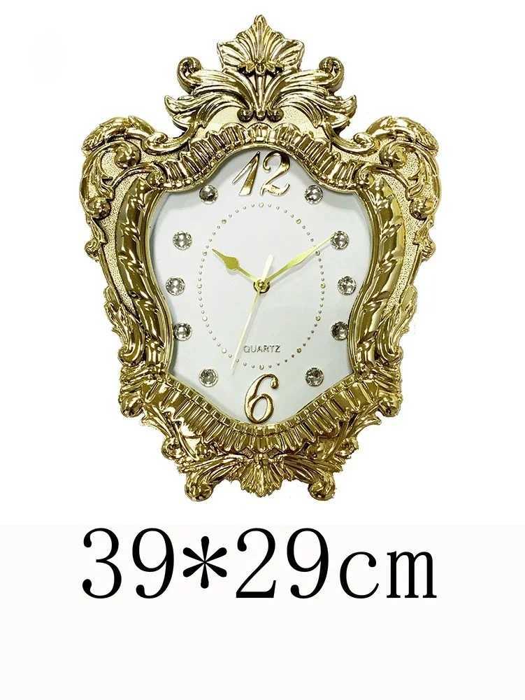 14 Vintage European Court elegance classical Style Wall Clock with Electroplated Black Gold/Silver Roman Numerals for bedroom D260318