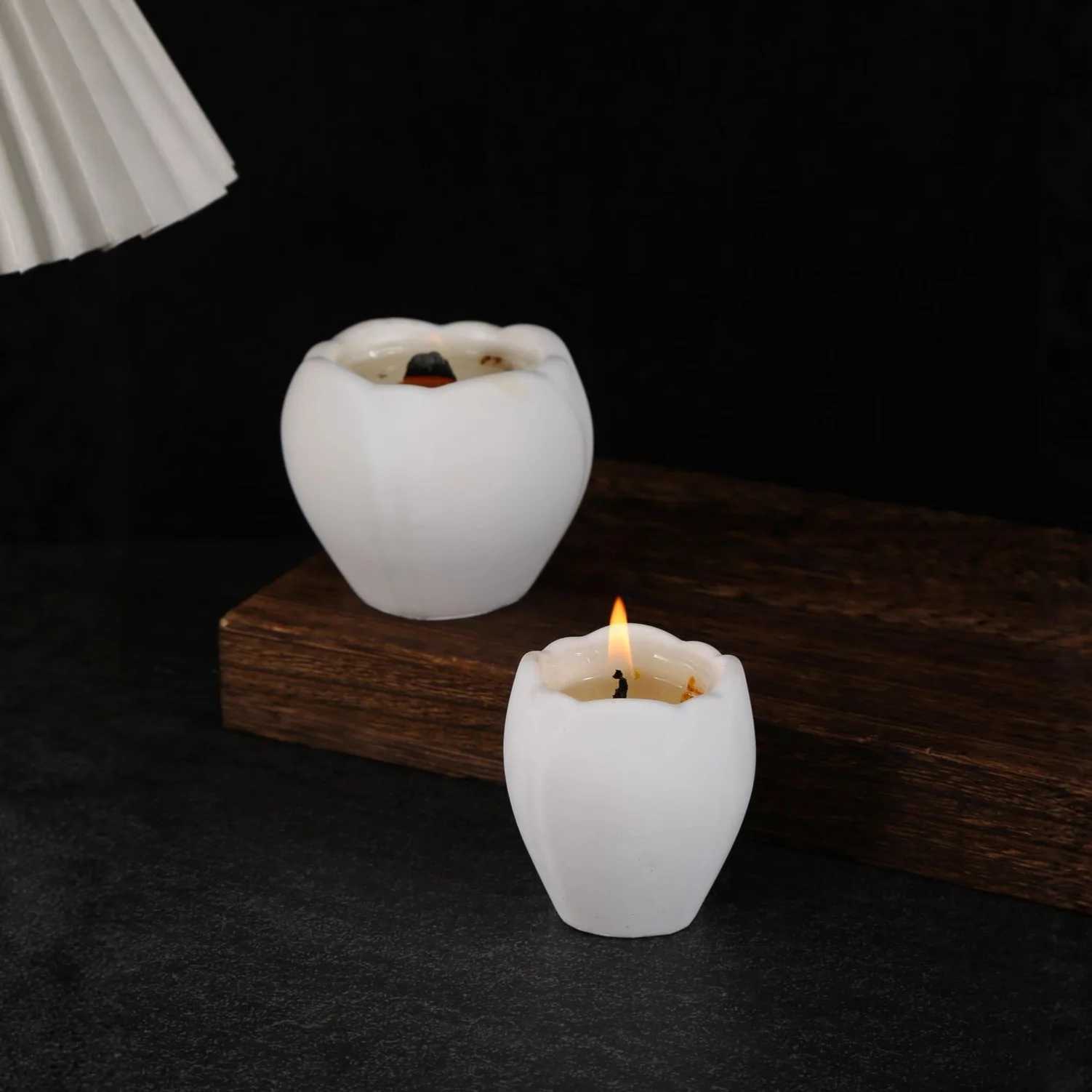 Aromatherapy Candle for Home Decoration Tulip Shape Long-lasting Fragrance Natural Essential Oil Magnolia Cup Shape D260318