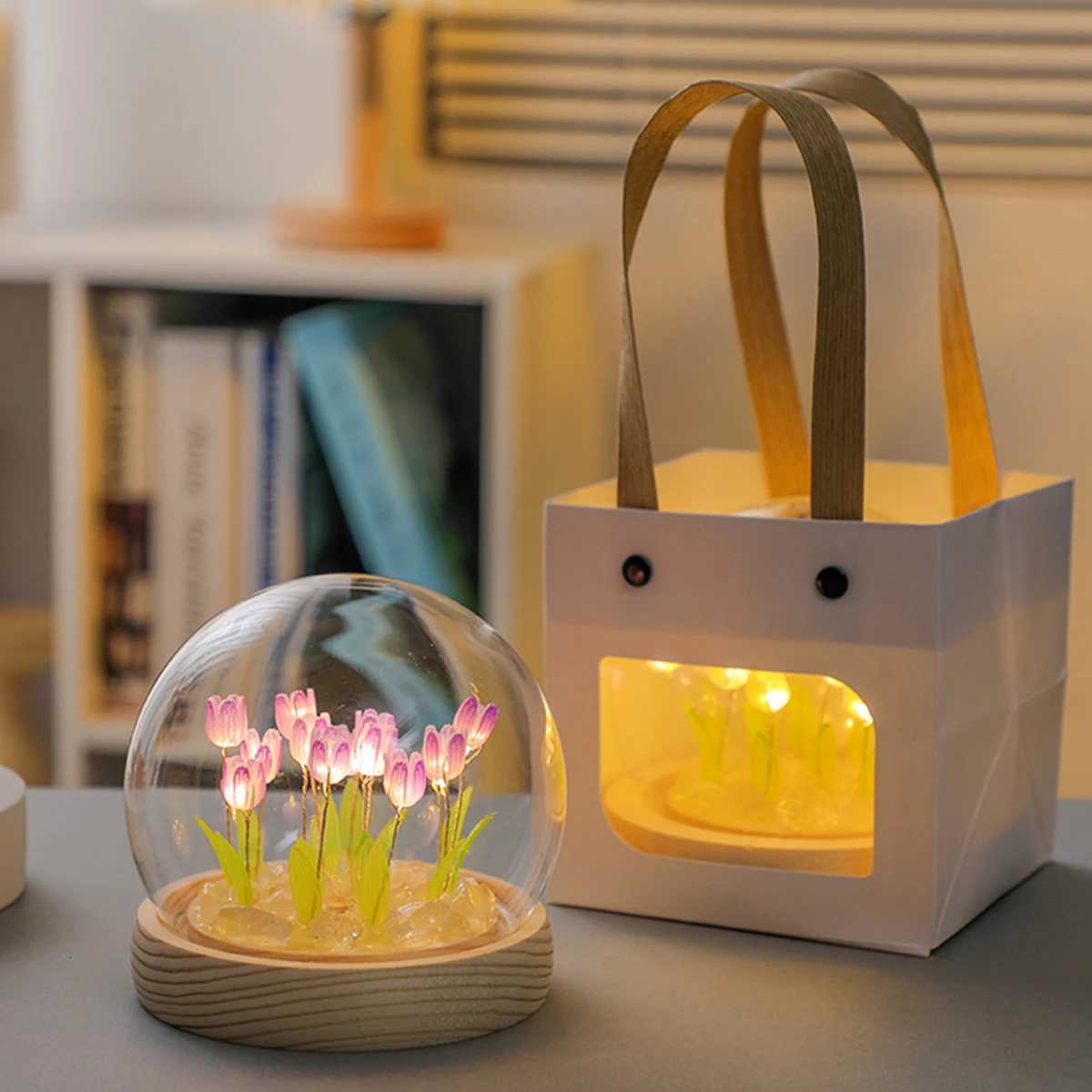 10/20Pcs Tulip Night Light Battery Operated Tulip Flower Table Lamp DIY Simulation Tulip LED Nightlight Handmade Bedside Light H260318