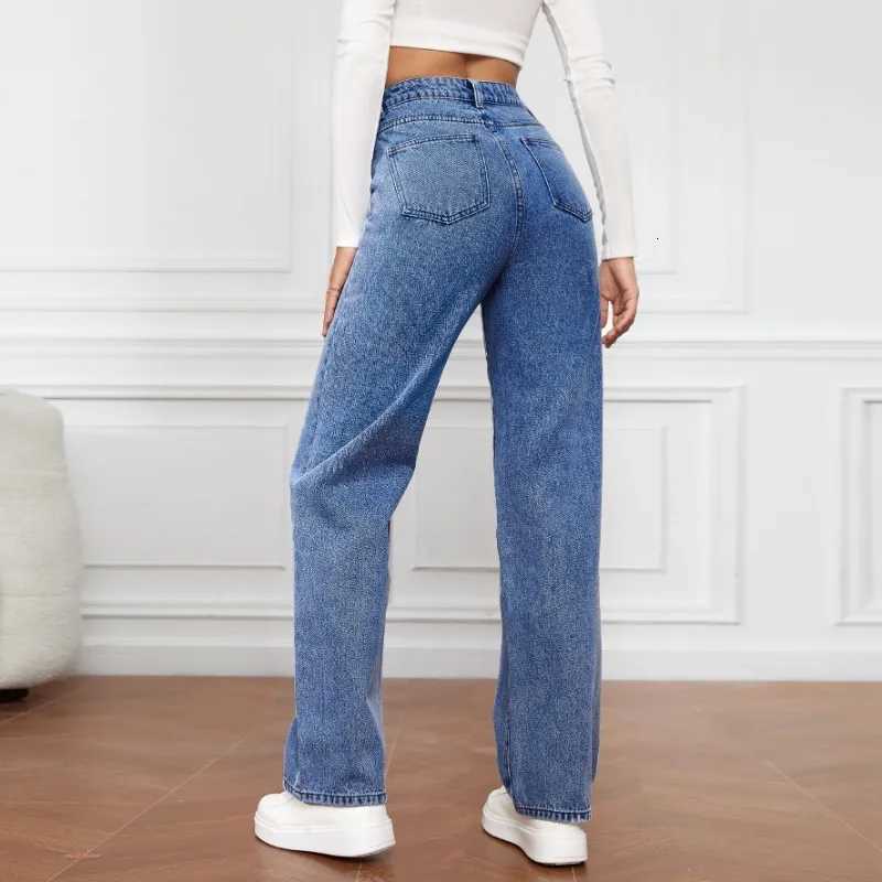 High Waist Slim Fit Straight Leg Jeans for Women 2025 New Cross-Border Straight-Leg Denim Slimming Long JeansT260317
